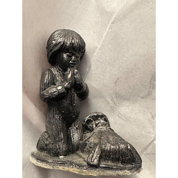 Vintage Michael Ricker Pewter Figurine Child Praying - Picture 1 of 4